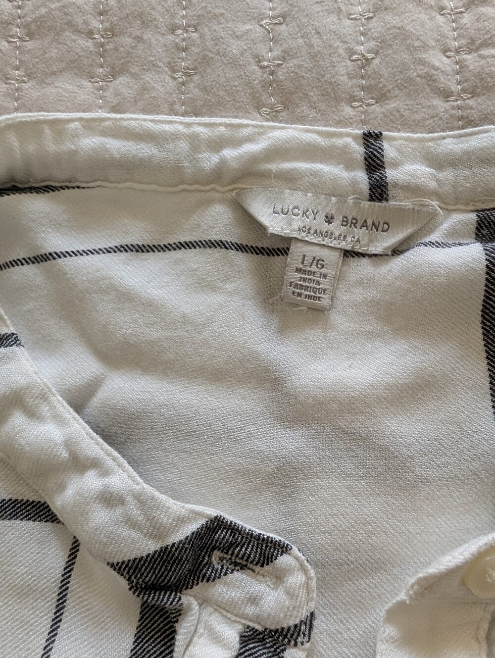 Lucky Brand White Shirt with Black Windowpane Stripes - Picture 3 of 5
